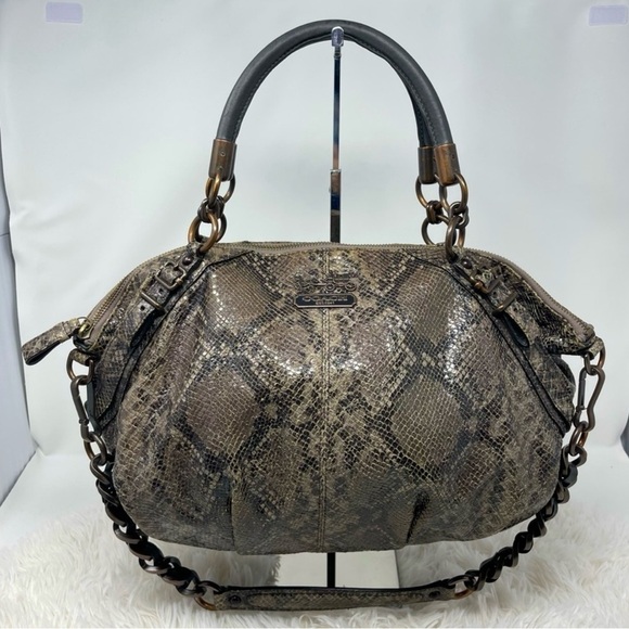 Coach Madison Sophia 15956 embossed python shoulder bag purse satchel pocketbook - Picture 1 of 12